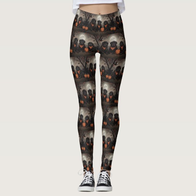 Leggings Halloween de Terre-Neuve Éffrayant (Devant)