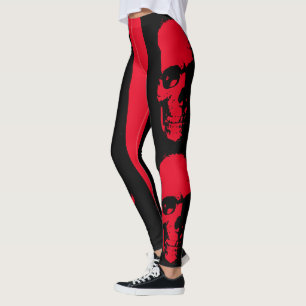 Leggings Halloween déplaisant rouge et noir Éffrayant