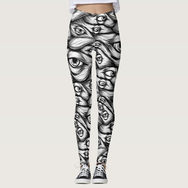 Leggings Halloween des yeux effrayants (Devant)