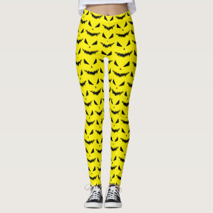 Leggings Halloween effrayant Jack OLantern noir visage jaun