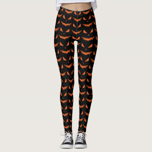 Leggings Halloween effrayant Jack OLantern orange visage no