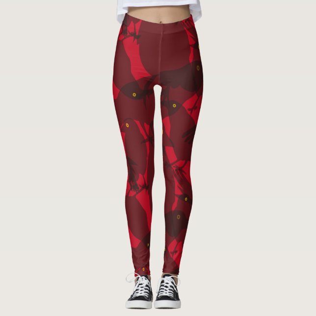 Leggings Halloween Evil Crow Birds Hallowtine Motif (Devant)