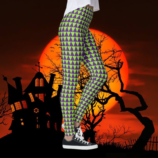 Leggings Halloween Green Purple Girly sorcière Costume Part (Halloween Green Purple Girly Witch Costume Party Leggings)