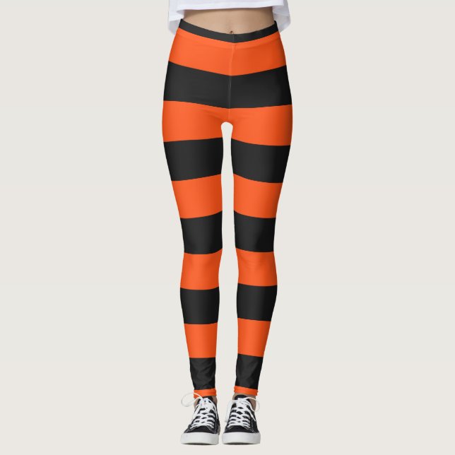Leggings Halloween gris-orange et gris-foncé frise les jamb (Devant)