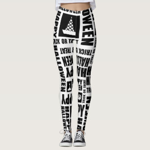 Leggings Halloween mignon Éffrayant Whimsical Black Motif