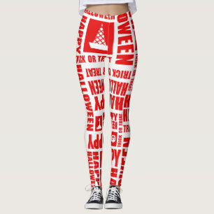 Leggings Halloween mignon Éffrayant Whimsical Motif rouge