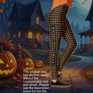 Leggings Halloween - Noir avec filet orange OPTION TEXTE