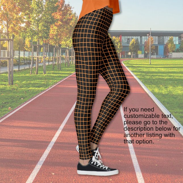 Leggings Halloween - Noir avec filet orange - SANS TEXTE (Halloween - Black with orange netting - NO TEXT Leggings)