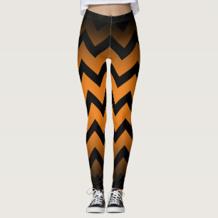 Leggings Halloween Noir chevrons rayures ombré orange