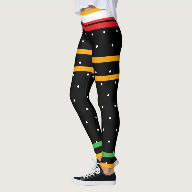 Leggings Halloween noir rouge vert orange Pois blancs (Gauche)