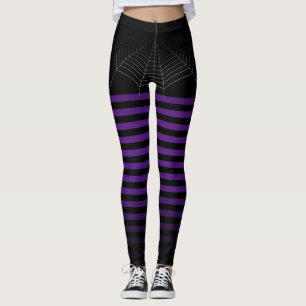 Leggings Halloween noir violet araignée web stripes ombre