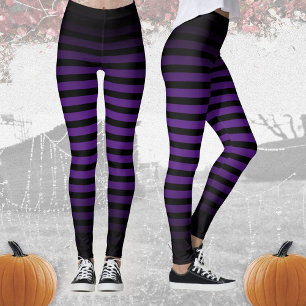 Leggings Halloween noir violet rayures horizontales ombre