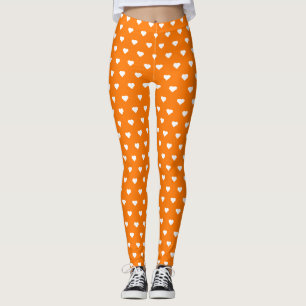 Leggings Halloween Orange Coeurs blancs Motif Costume migno