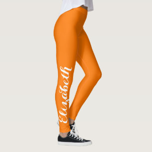 Leggings Halloween Orange Girly Custom Name Sports Costume