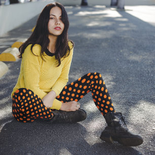 Leggings Halloween Pois orange et noir