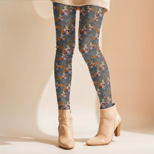 Leggings Halloween Reine Crâne automne Fleurs Éffrayantes F