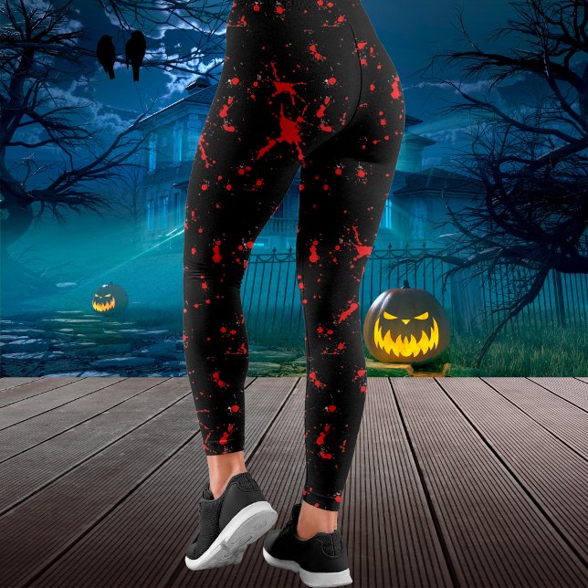 Leggings Halloween rouge et noir (Blood Splatter Red & Black Halloween Leggings)