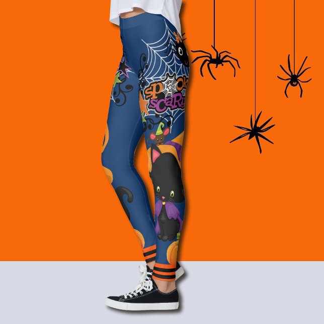 Leggings Halloween Scardy Chat Cute Sorcière Jambes Éffraya (Créateur téléchargé)