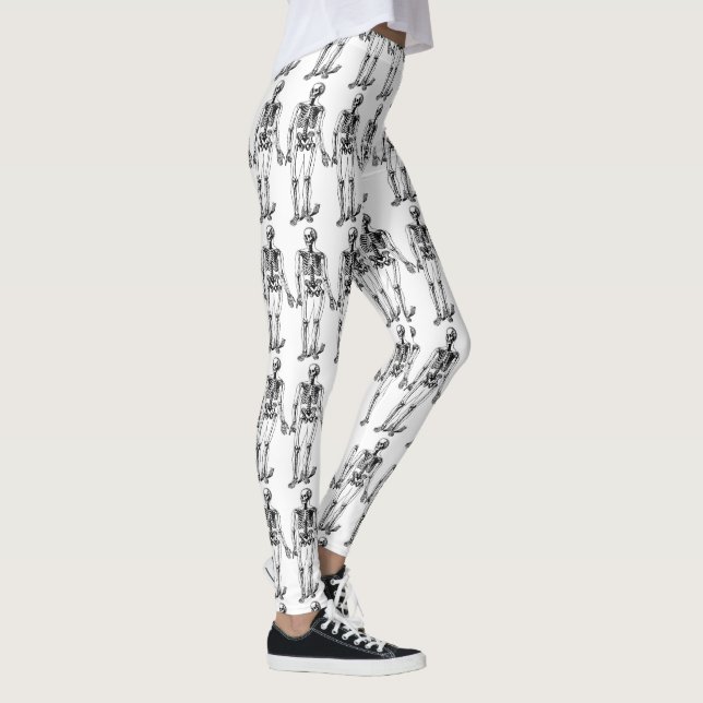 Leggings Halloween Skeleton noir blanc confortable (Droite)