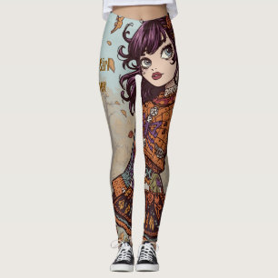 Leggings Halloween,Style Automnal Sombre, Mignon Sombre,