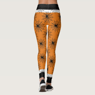 Leggings Halloween toile d'araignée noir et orange