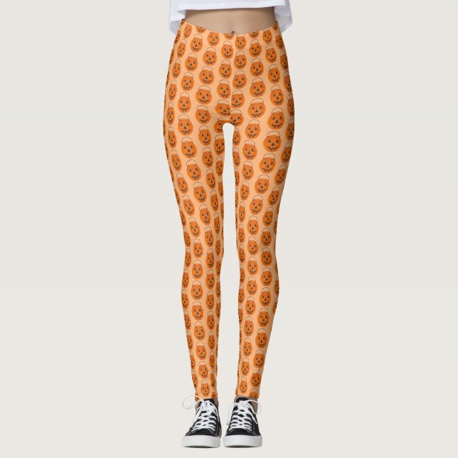 Leggings Halloween Trick-or-Treat Jack o'Lantern Citrouille (Devant)