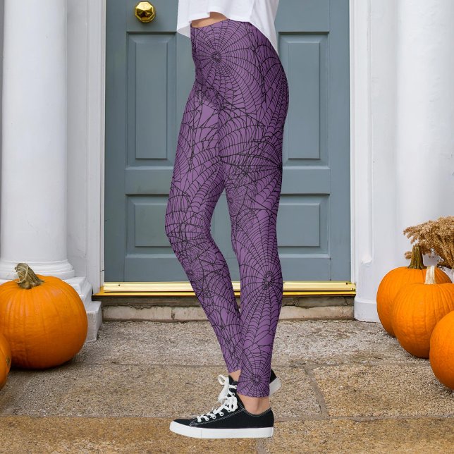 Leggings Halloween violet et Black Spider Web (Créateur téléchargé)
