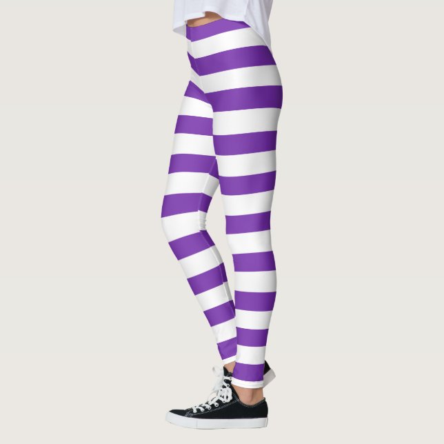 Leggings Halloween violet et blanc rayures horizontales sor (Gauche)