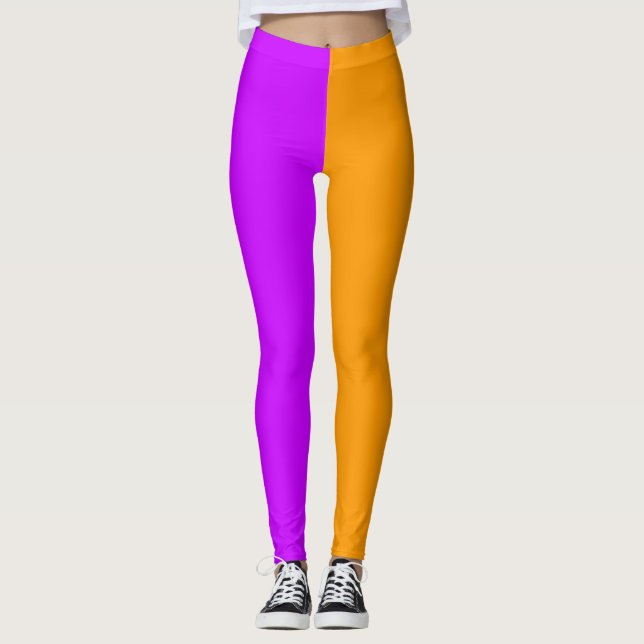 Leggings Halloween violet et orange (Devant)