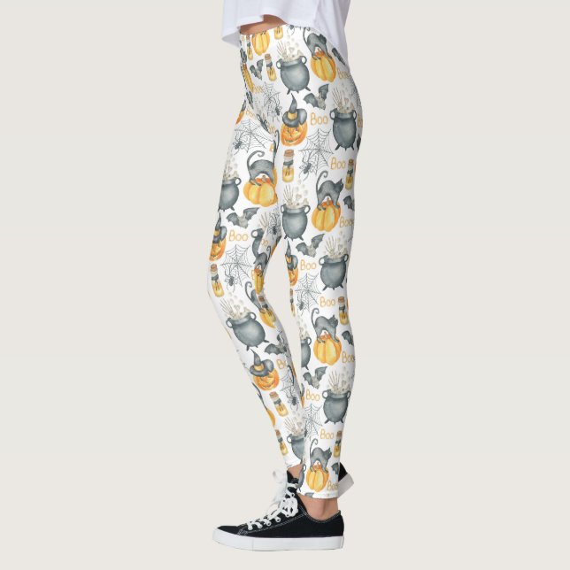 Leggings Halloween Whimsical Cauldron et Motif de chats (Gauche)