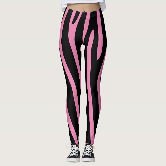 Leggings Halloween Zebra Stripes noir et rose (Devant)