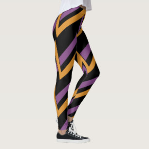Leggings Halloween Zig Zags Orange Violet