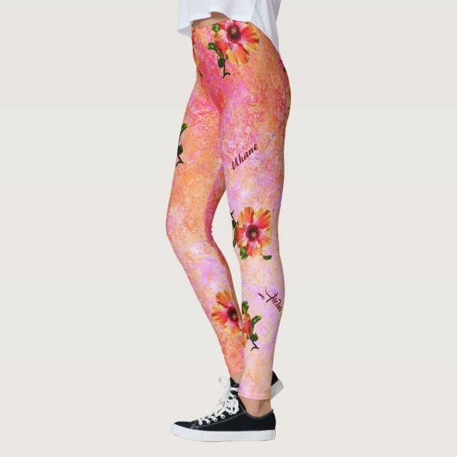 Leggings HAMbyWG Hawaiin Thème avec Hibiscus (Gauche)
