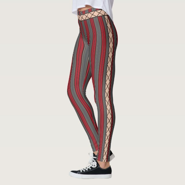 Leggings HAMbyWG - Légumineuses - Gris et rouges (Gauche)
