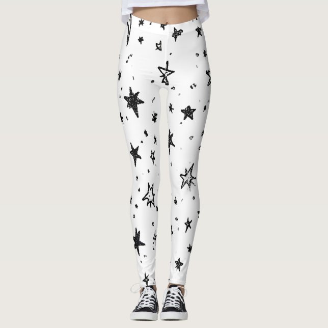 Leggings Hand Drawn Celestial Night Sky Pattern (Devant)