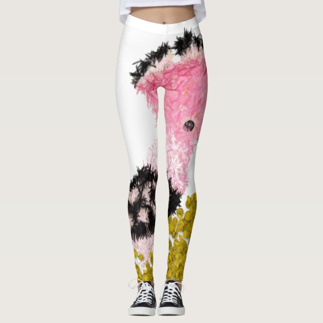 Leggings Hanoukka dreidel gelée et hoopoe rose (Devant)