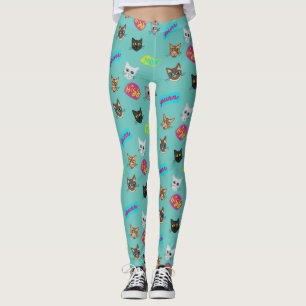 Leggings Happy Cat Heads Redux - Avec texte