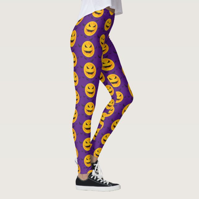 Leggings Happy Halloween Éffrayante chauve-souris violette (Droite)