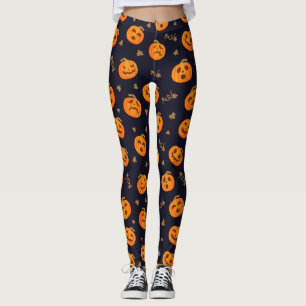 Leggings Happy Halloween Funny Orange Motif Citrouille