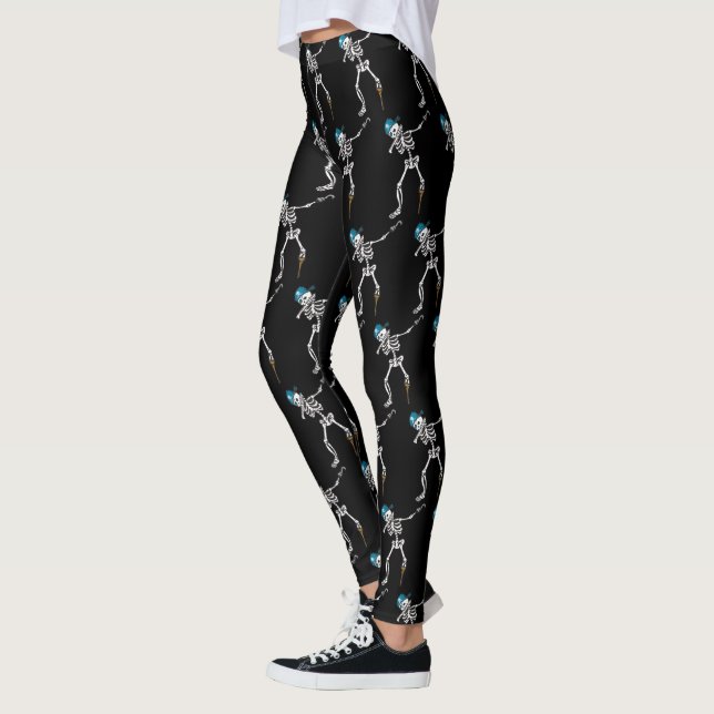 Leggings Happy Halloween Skeleton Pirate Dabbing Family (Gauche)