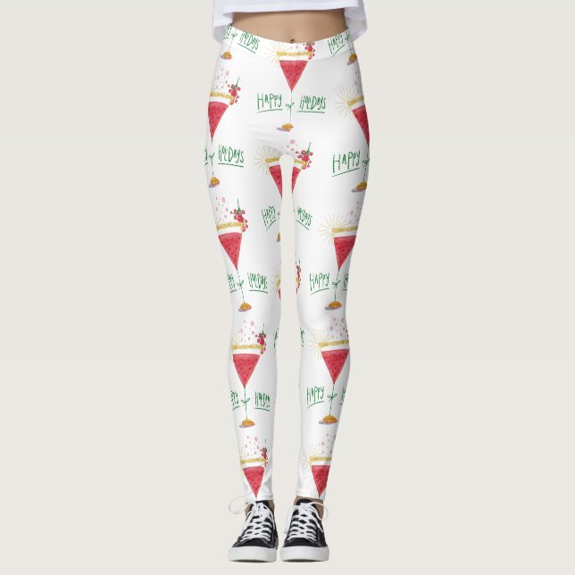 Leggings happy holiday noël cocktail (Devant)