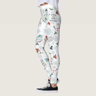Leggings Happy Snowmen Moderne Motif de Noël