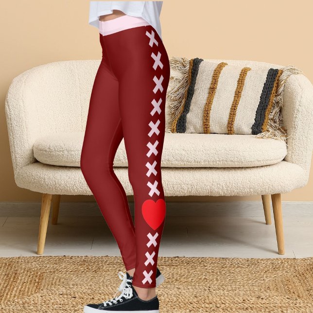 Leggings Happy Valentine's Day Pet Lovers Red Personalized (Créateur téléchargé)