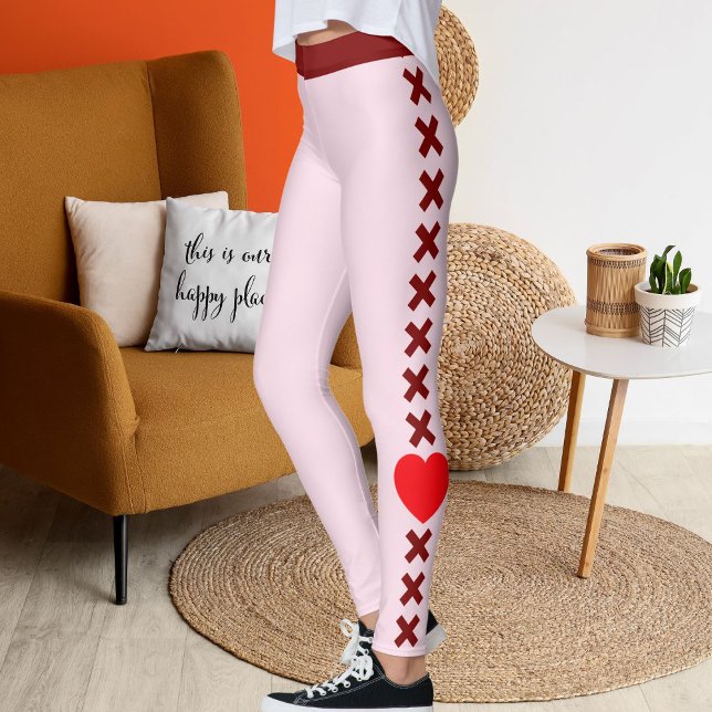 Leggings Happy Valentine's Day Pet Lovers Red Personalized (Créateur téléchargé)