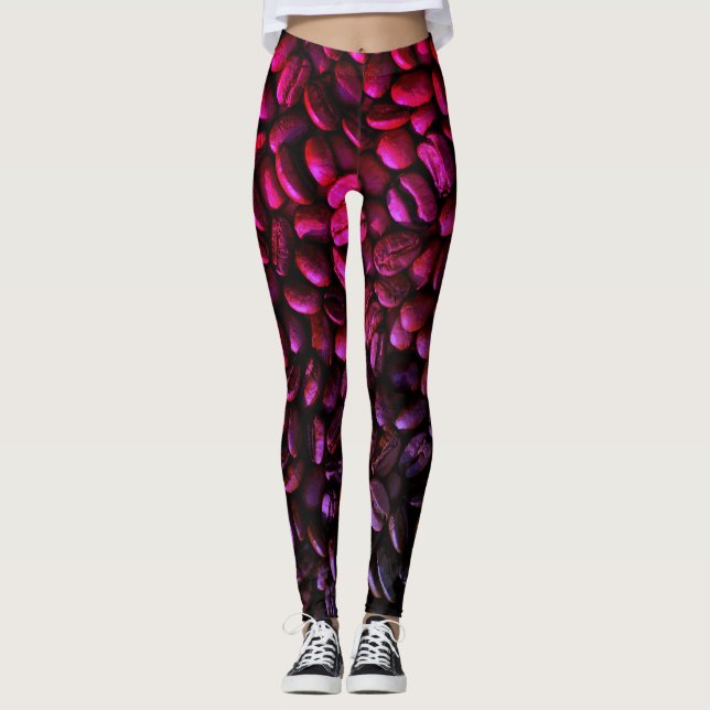 Leggings Haricot de café violet et rose (Devant)