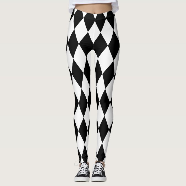 LEGGINGS HARLEQUIN NOIR ET BLANC (Devant)