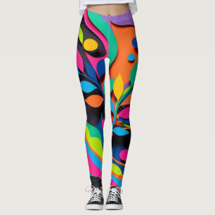 Leggings Harmonie vibrante de feuilles ondoyantes