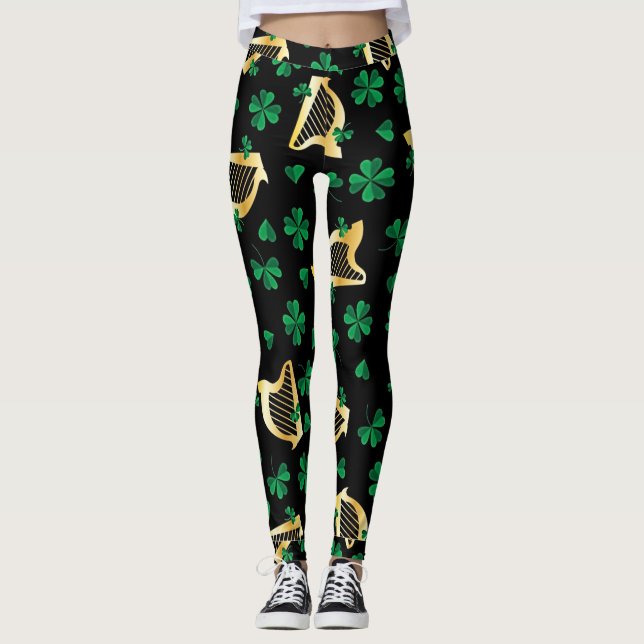 Leggings Harpes irlandaises + Shamrocks (Devant)