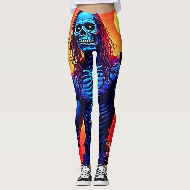 Leggings Haunting Zombie Demon Dans Le Design De La Ville (Devant)