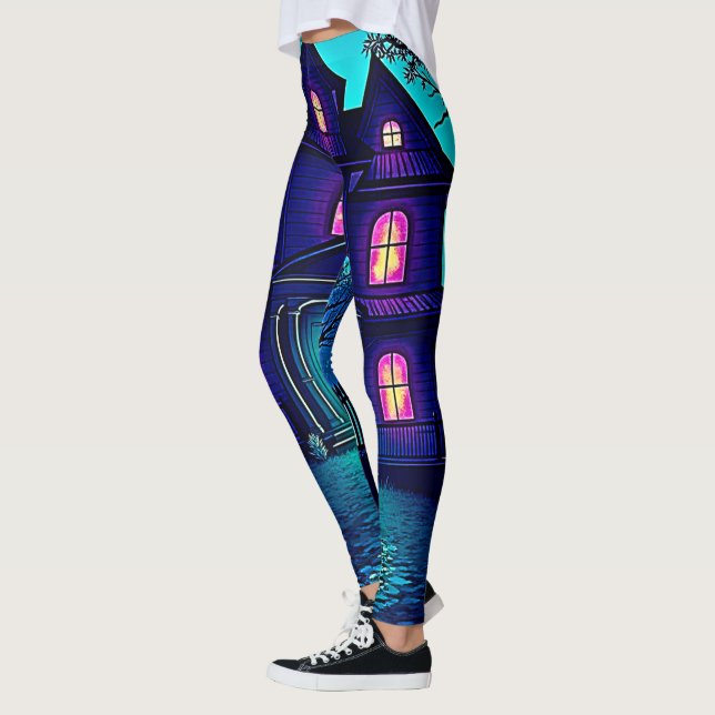 Leggings Haunween Ghost House Design (Gauche)